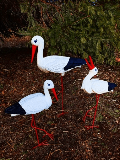 3 STK HAGEFIGURER STORKEFAMILIE - BoskaHome1