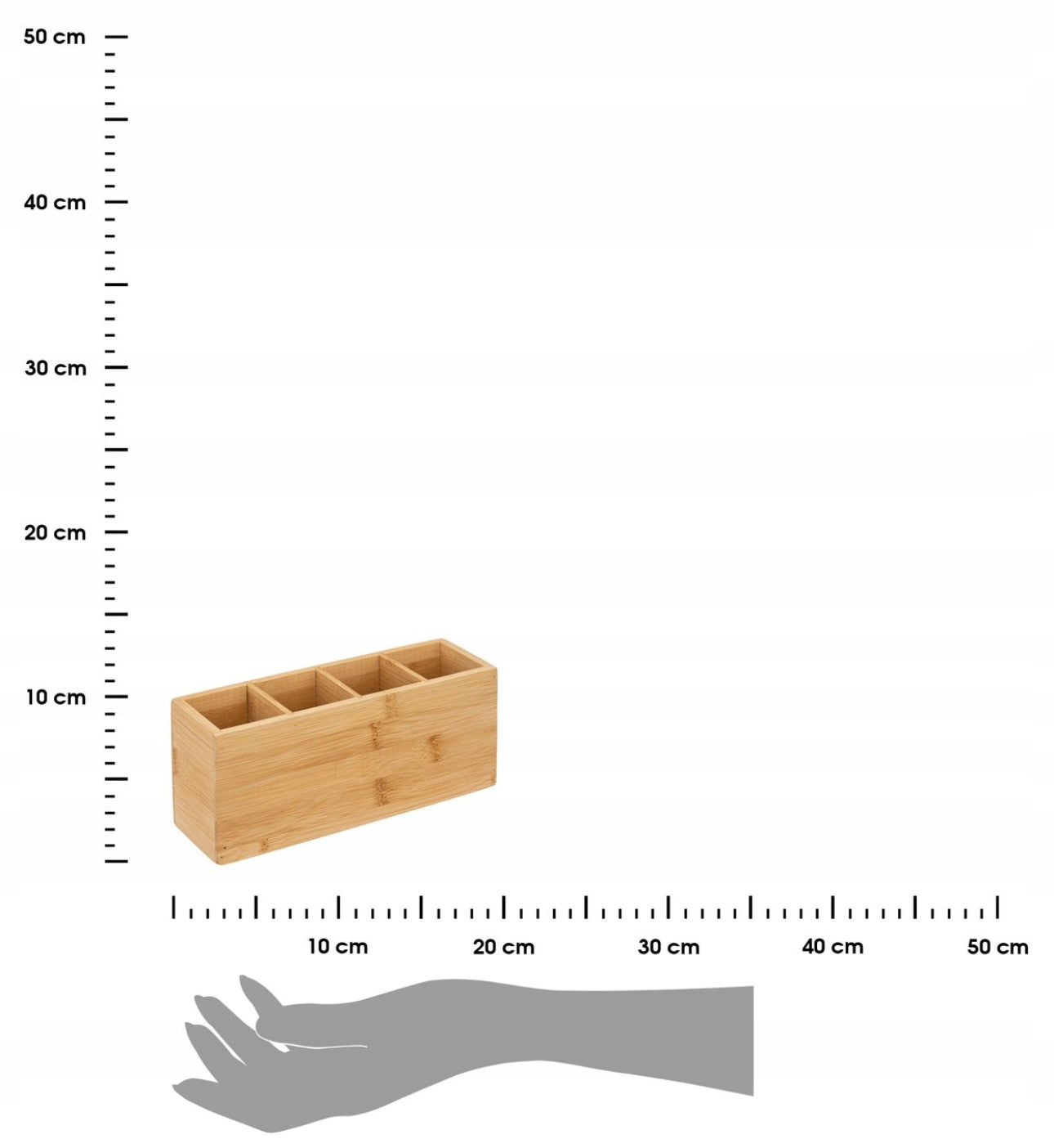 Bambus organizer 5Five Simply Smart – Naturlig tre | 4 rom | Perfekt til bad, kontor & sminkeoppbevaring | Størrelse: 22,4 x 7,1 x 9,8 cm | Slitesterkt & fuktresistent materiale