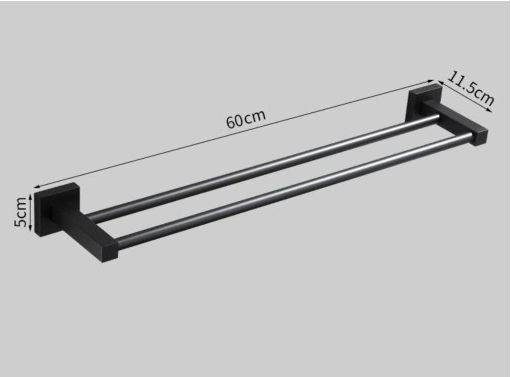 VEGGHENGT HOLDER TIL BADEROMSHÅNDKLÆR SORT 60CM