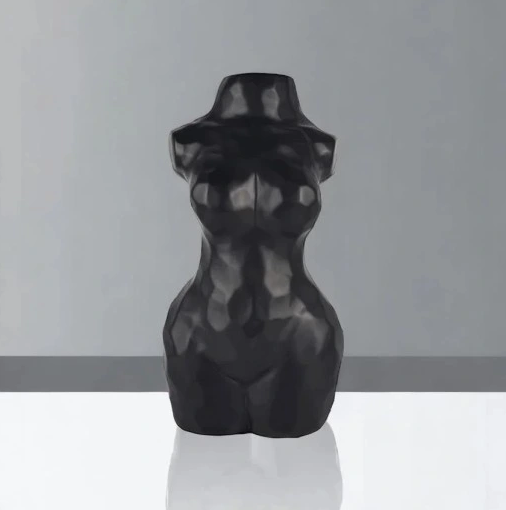 VAKKER SVART DEKORATIV VASE KVINNEKROPP 30CM