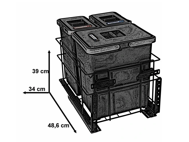 SØPPELSORTERER MED FESTING I BUNN TIL 40 cm SKAPET SILENT HOUSE 2x8 + 1x18