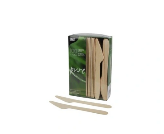 TRENDY TIMBER KNIVER - ENGANGSKNIVER I TRE - 100STK AV NATURLIG ELEGANSE