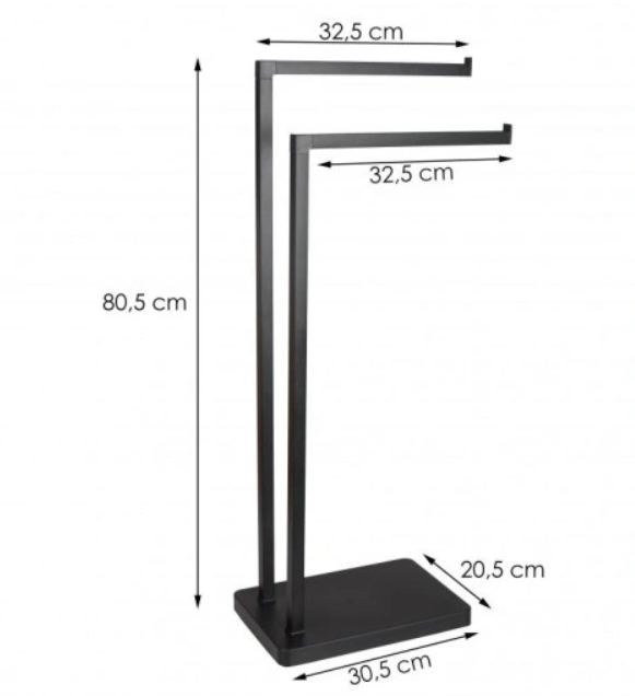 STÅLGLANS: LUKSURIØST HÅNDKLESTATIV I ELEGANT SORT - DOBBEL ARM DESIGN MED HØYDE PÅ 80,5CM