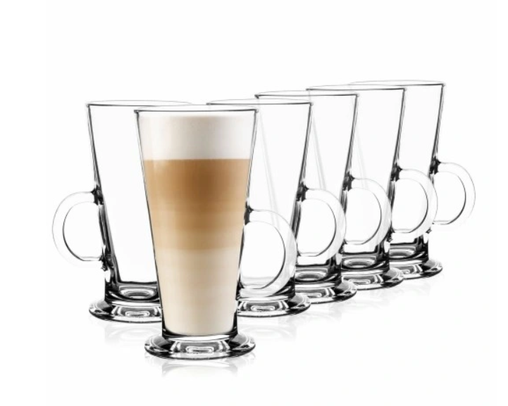 EKSKLUSIVT SETT MED 6 STK 250ML KAFFE LATTE - GLASS