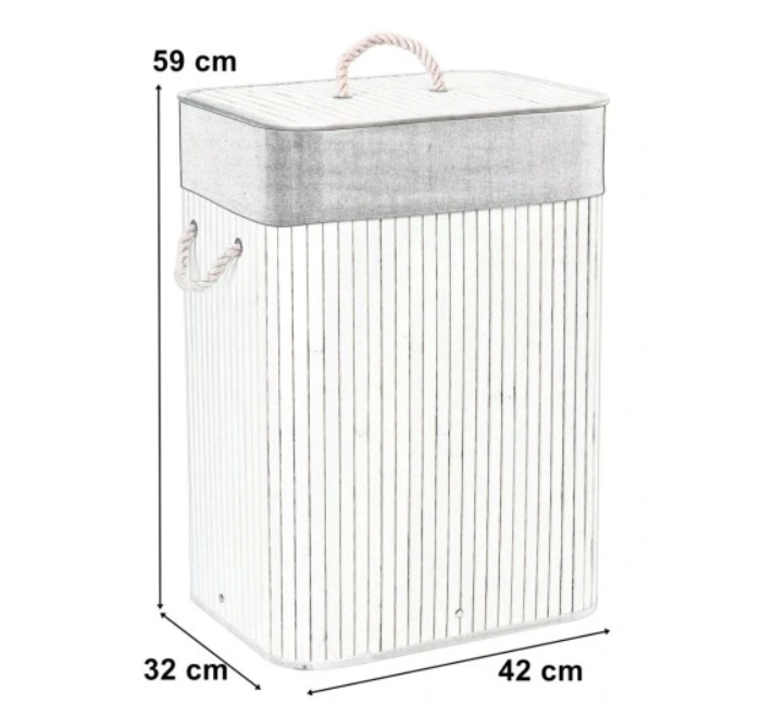 BAMBUS BASKET 80L - ELEGANT SORT SKITTENTØYSKURV I BAMBUS