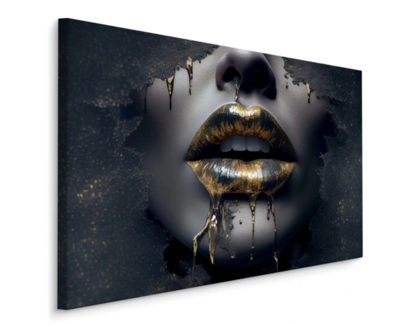 KISS OF ART: STORFORMAT DIGITALTRYKK PÅ LERRET AV ABSTRAKTE LEPPER, 120X80CM