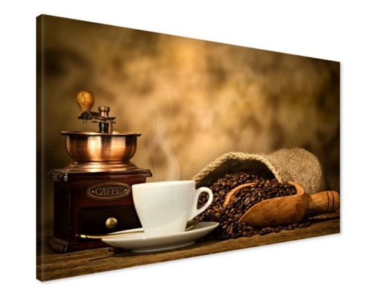 KAFFETID: DIGITALTRYKK MED FLOTT KAFFEMOTIV FOR KAFFEELSKEREN - 70X50CM