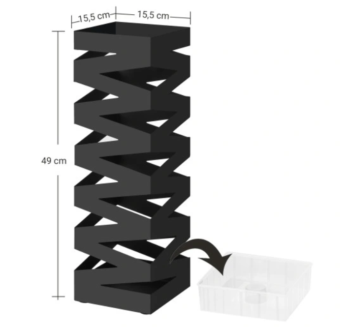 LOFT INDUSTRISTIL PARAPLYSTATIV - SVART METALL 49CM