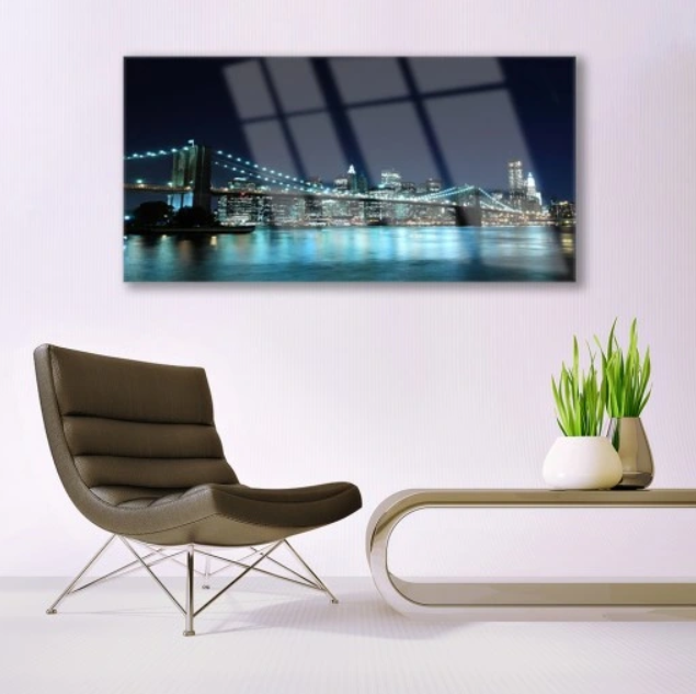 URBAN SPLENDOR: HERDET GLASSBILDE - NATTEBROEN 140X70CM