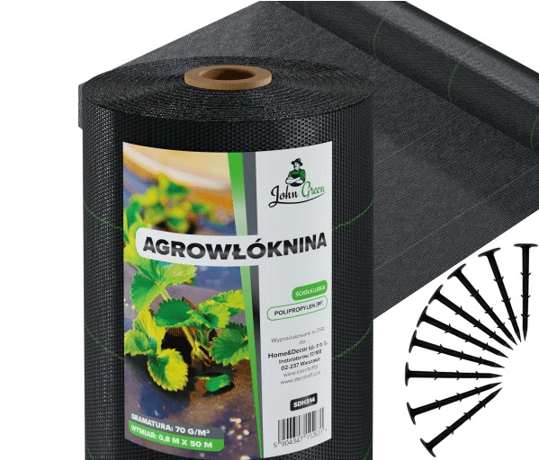 AGROTEKSTILMATTE 0,8X50M + 50 PINNER 70g/m2 - BoskaHome1