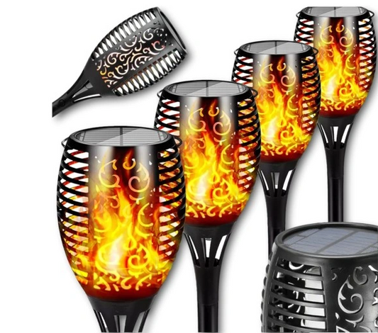 LED SOLCELLELAMPE MED LIVING FLAME EFFEKT 4STK