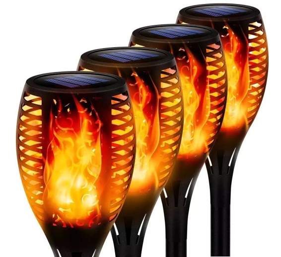 LED SOLCELLELAMPE MED LIVING FLAME EFFEKT 4STK