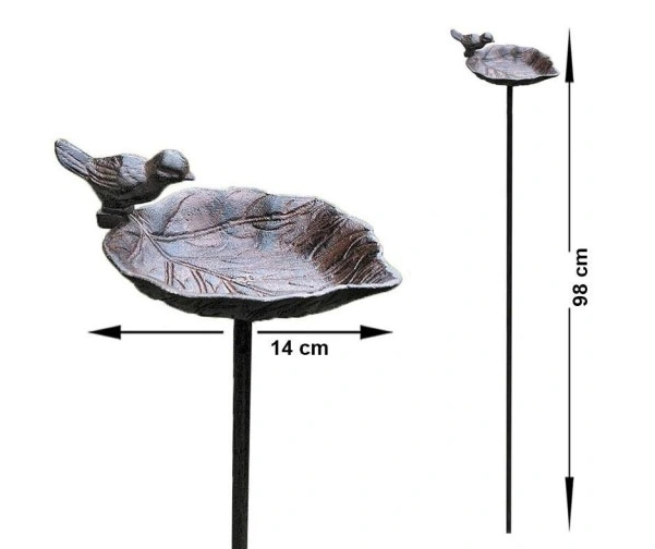 SOLID STØPEJERN HAGEFIGUR FUGL SOM DRIKKER